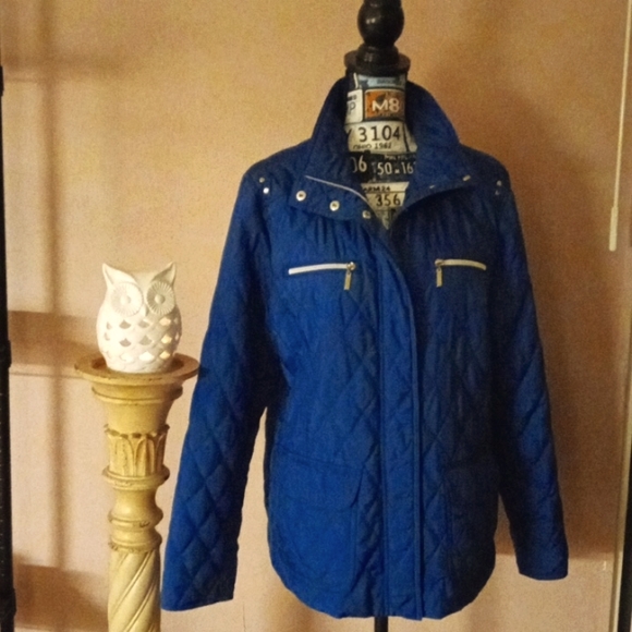 Croft&Barrow Women's SZ L Quilt Style Silver Embellished Fall ๐๐ Jacket - Picture 10 of 12